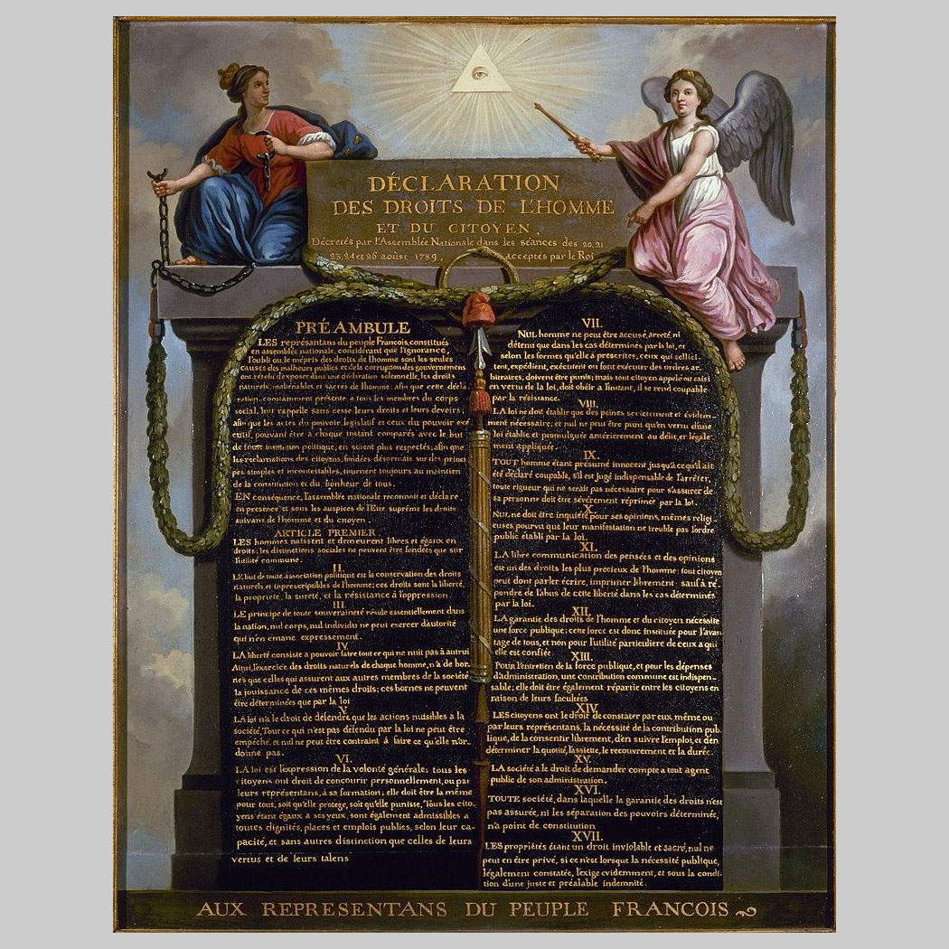 ภาพ: ประกาศสิทธิมนุษยชนและพลเมือง ภาพเขียนของบาร์บีเยร์ในราว ค.ศ. 1789